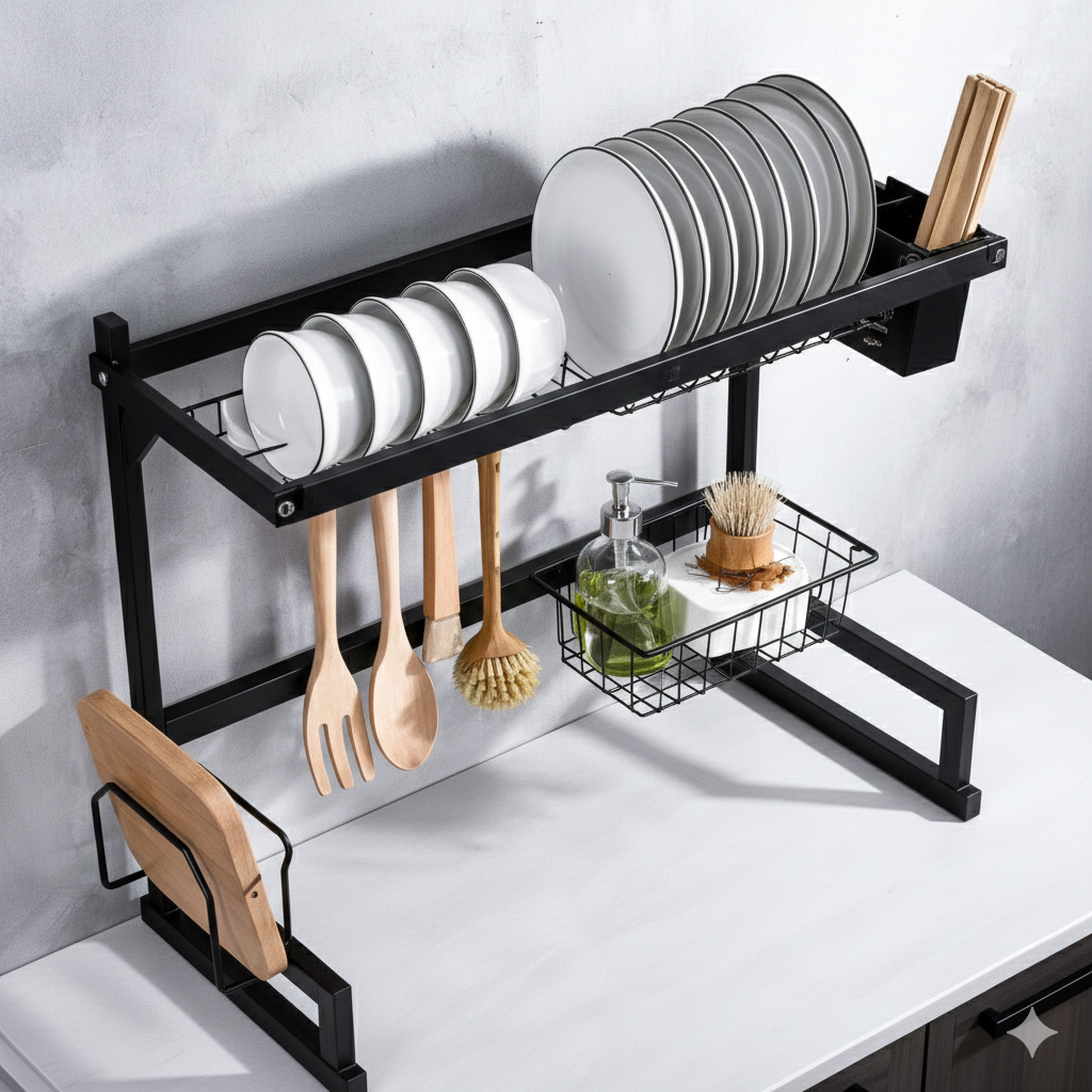 Rack Secaplatos Premium de Acero Inoxidable 65cm